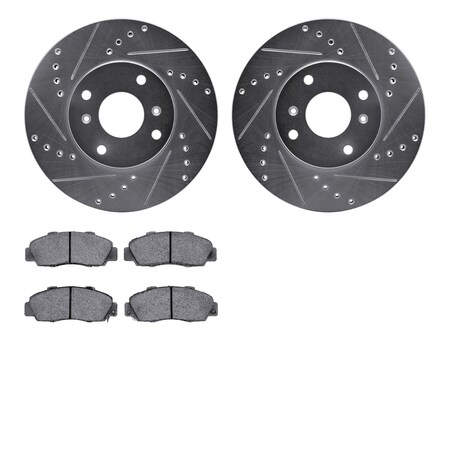 Dynamic Friction Co 7302-58008, Rotors-Drilled and Slotted-Silver with 3000 Series Ceramic Brake Pads, Zinc Coated 7302-58008